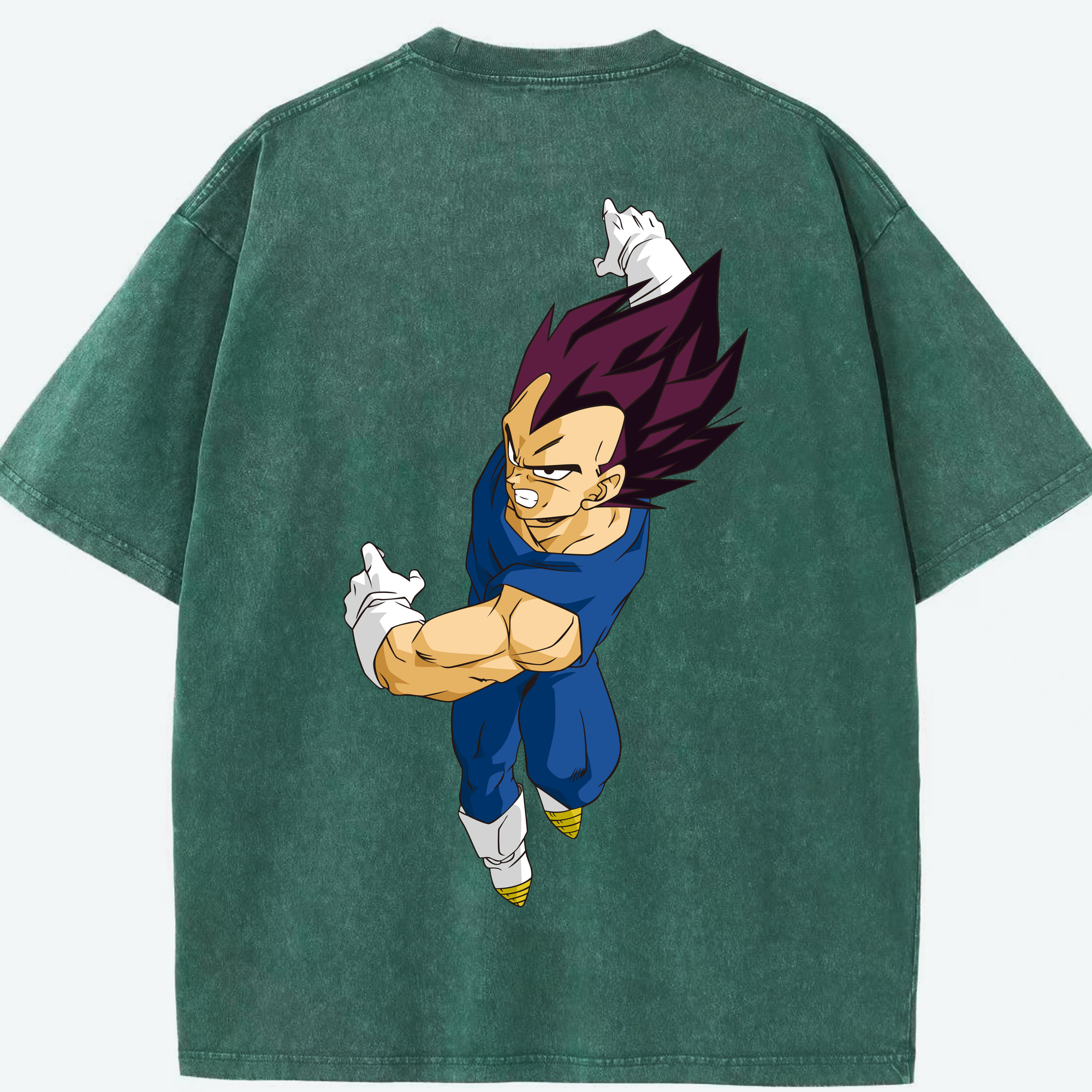 （画像用） ドラゴンボール ベジータ四世（Bejīta Yonsei）DRAGON BALL Vegeta IV 綿100% ヴィンテージ風 半袖Tシャツ（背面プリント）